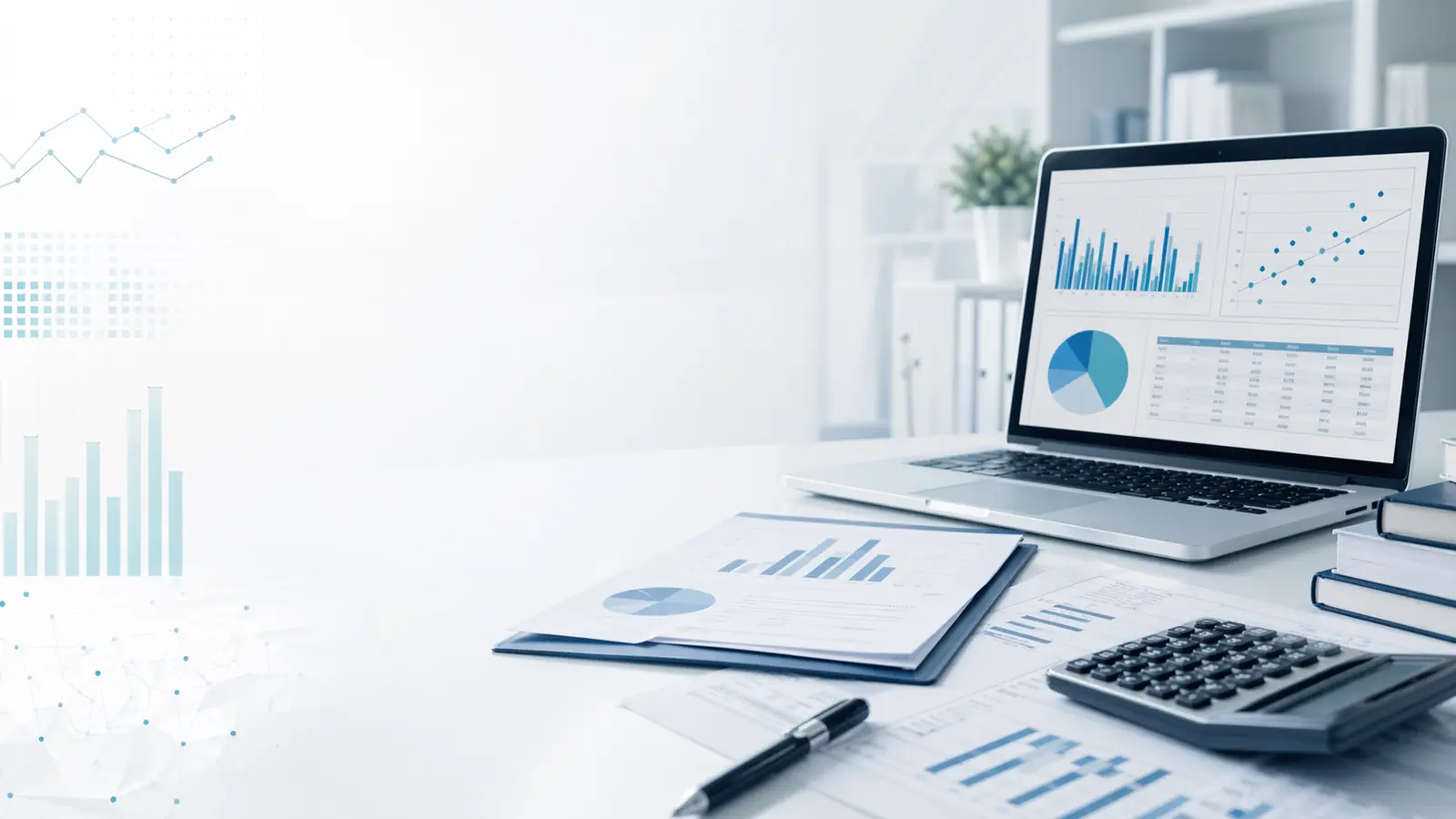 Statistical analysis charts and research data dashboard